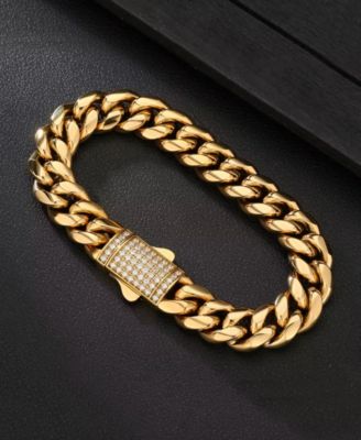 Men's Stainless Steel Cuban Chain Bracelet in 18k Gold Plated