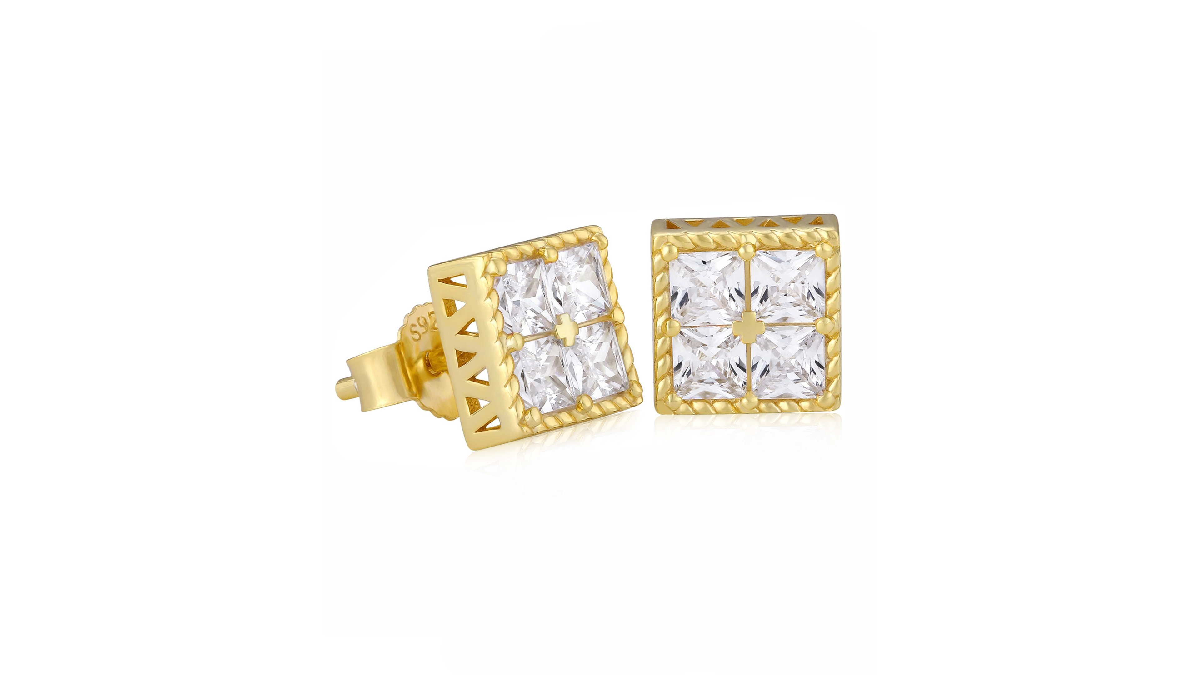 Rhona Sutton Men's Stud Earrings in 14k Gold Plated Over Sterling Silver