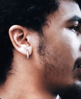 Men's Iced Valor Hoop Earrings in Sterling Silver