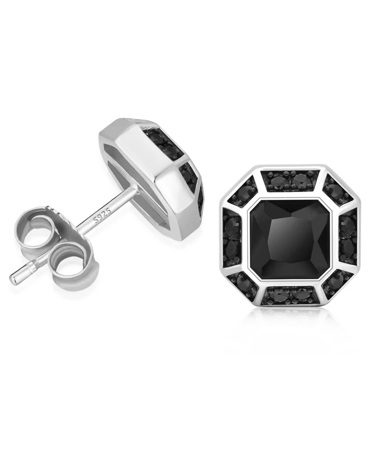 Rhona Sutton Men's Stud Earrings in 14k White Gold Plated Sterling Silver