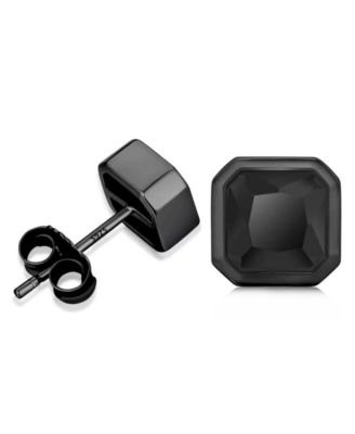 Men's Noble Black Stud Earrings in Sterling Silver