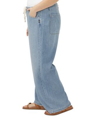 Plus Size Wide-Leg Drawstring Jeans
