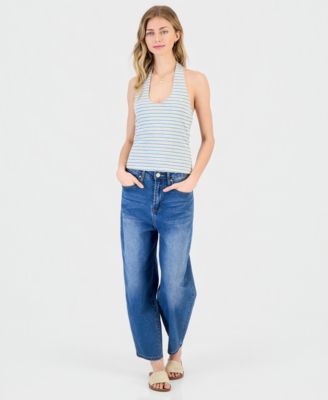 Juniors' Striped Knit Halter Top