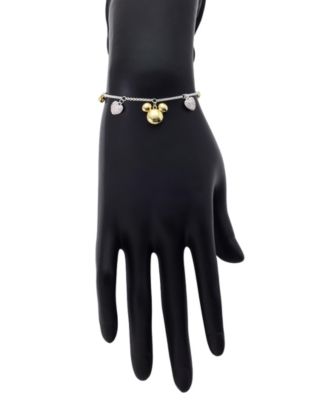 Mickey Mouse Cubic Zirconia Mickey and Heart Charm Bolo Bracelet