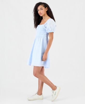 Juniors' Cotton Eyelet Babydoll Dress
