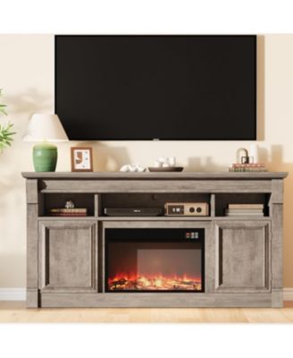 Farmhouse TV Stand for TVs up to 65 Inches,Entertainment Center with Open Storage Cabinets, Media Console for Living