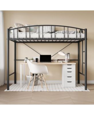 Loft Bed with Ladder and Arched Guardrail - Enhanced Safety with Guardrail and Anti-Tip Brackets, Heavy-Duty Steel