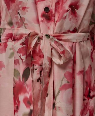 Plus Size Short-Sleeve Organza Shirt Dress