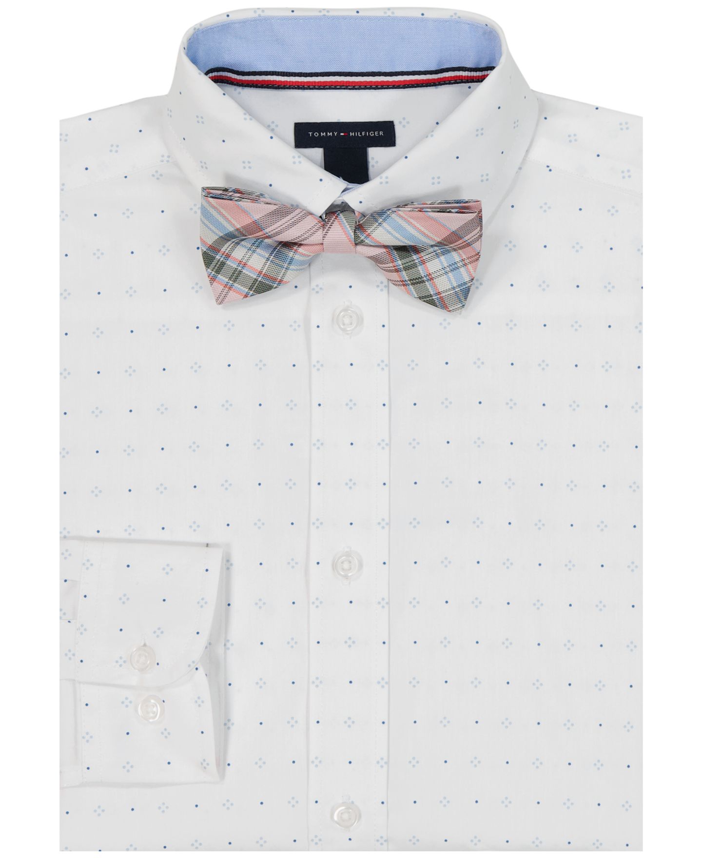 Рубашка Tommy Hilfiger Long-Sleeve Geo Dot Dress Shirt with Bow Tie для мальчиков, цвет: Белый — фото 4