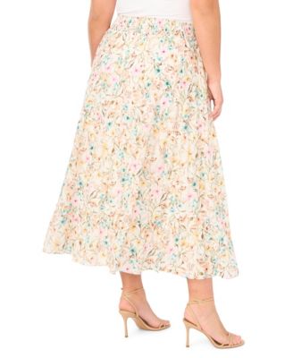 Plus Size Tiered Smocked Waist Maxi Skirt