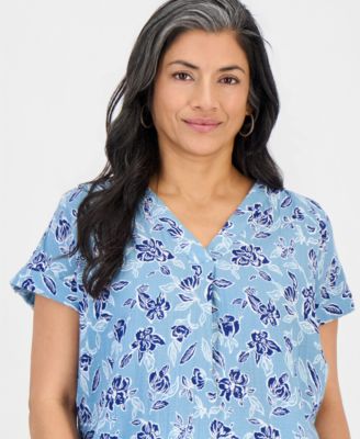 Petite Cotton V-Neck Short-Sleeve Top