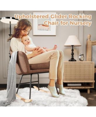 Rocking Chair Nursery, Teddy Baby Nursery Rocking Chairs, Glider Chair with Armrests and Upholstered Pad, Bedroom Rocker Chair for Baby & Kids