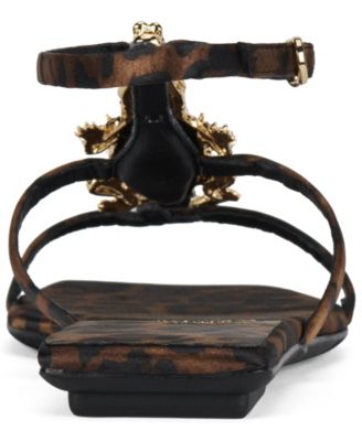 Women's Reptilian T-Strap Flat Sandals