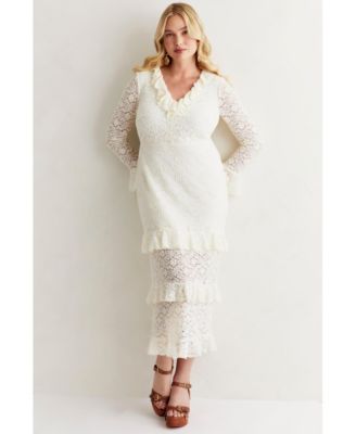 Women's Ruffled Lace Maxi Dress