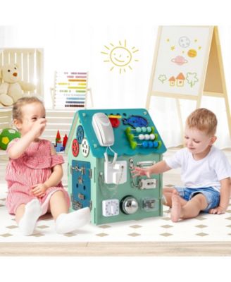 Montessori Playhouse with Sensory Games and Interior Storage, Blue Kids Play Tent