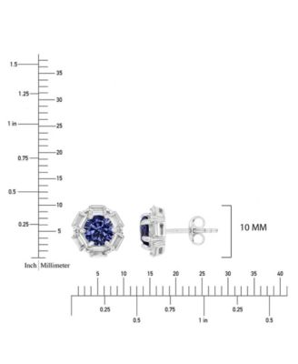 Tanzanite & Cubic Zirconia Stud Earrings in Sterling Silver
