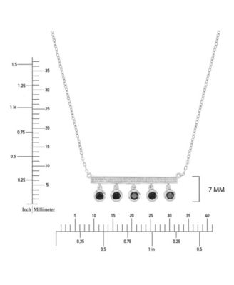 Created White Sapphire and Onyx Bezel Station Necklace in Rhodium Over Sterling Silver