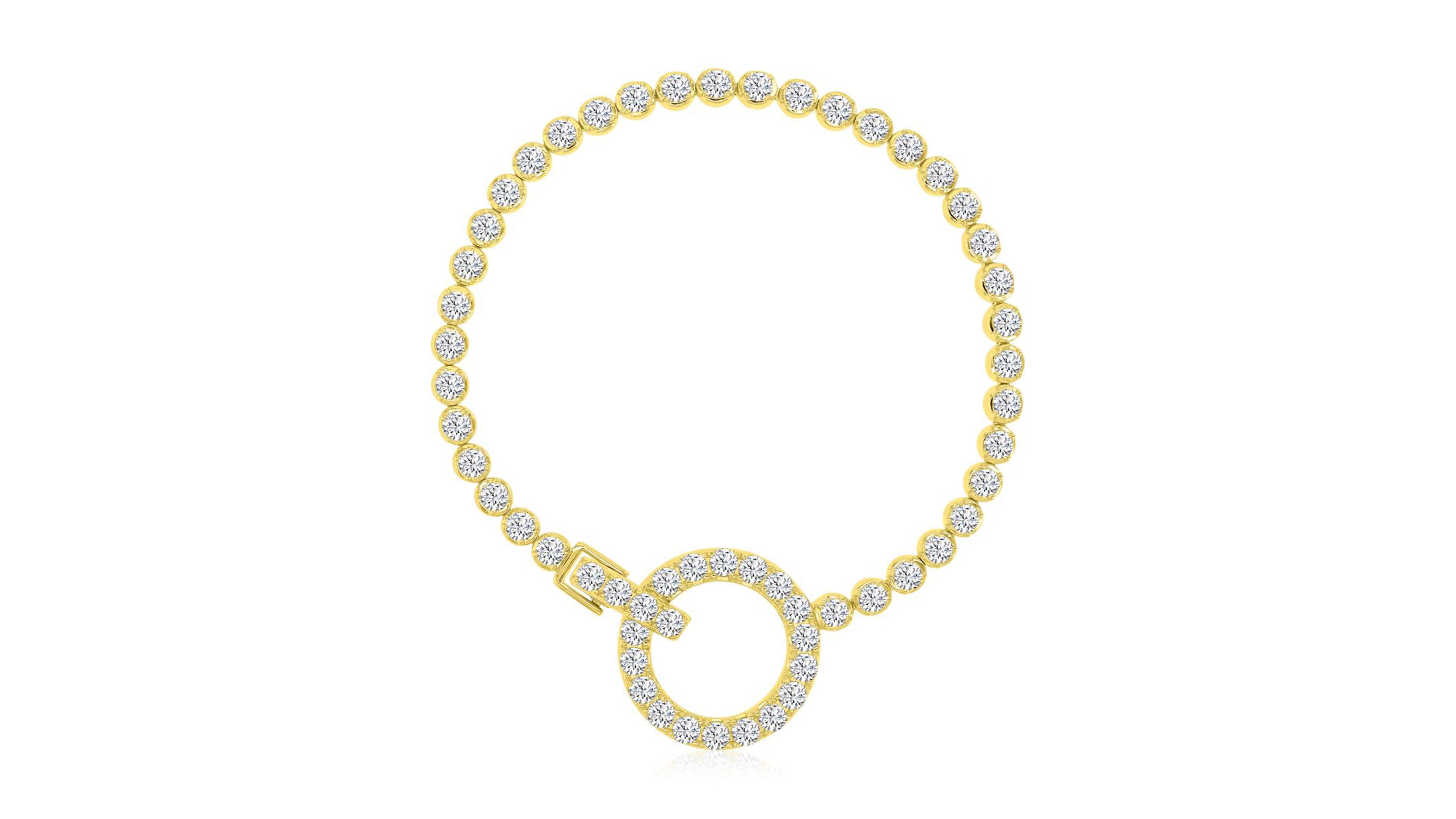 Macy's Cubic Zirconia Circle Tennis Bracelet in 14k Yellow Gold Over Sterling Silver