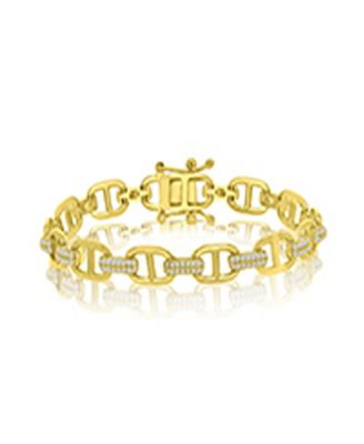 Cubic Zirconia Anchor Bracelet in 14k Yellow Gold Over Sterling Silver