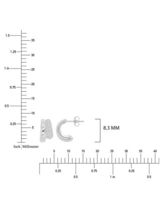 Cubic Zirconia Double C Hoop Earrings in Rhodium Over Sterling Silver