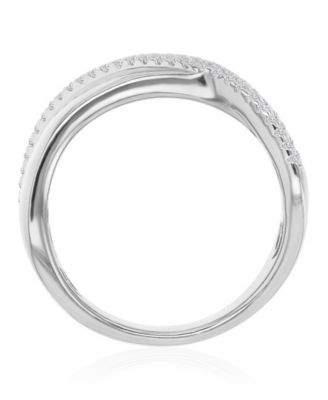 Cubic Zirconia Crossover Ring in Rhodium Over Sterling Silver