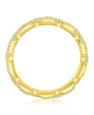 Cubic Zirconia Eternity Chain Ring in 14k Yellow Gold Over Sterling Silver