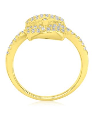 Cubic Zirconia Star Pave Ring in 14k Yellow Gold Over Sterling Silver