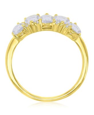 Pear-Shaped Cubic Zirconia Ring in 14k Yellow Gold Over Sterling Silver