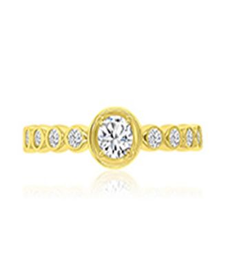 Cubic Zirconia Beaded Ring in 14k Yellow Gold Over Sterling Silver