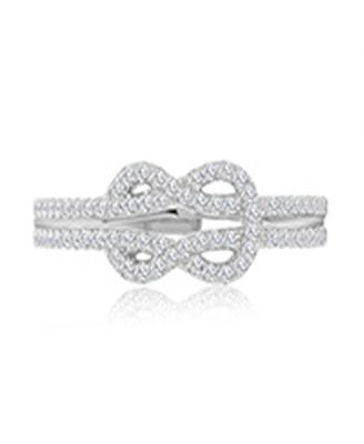 Infinity Knot Cubic Zirconia Ring in Rhodium Over Sterling Silver