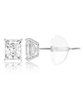 White Swarovski Zirconia Solitaire Earrings in 14k White Gold