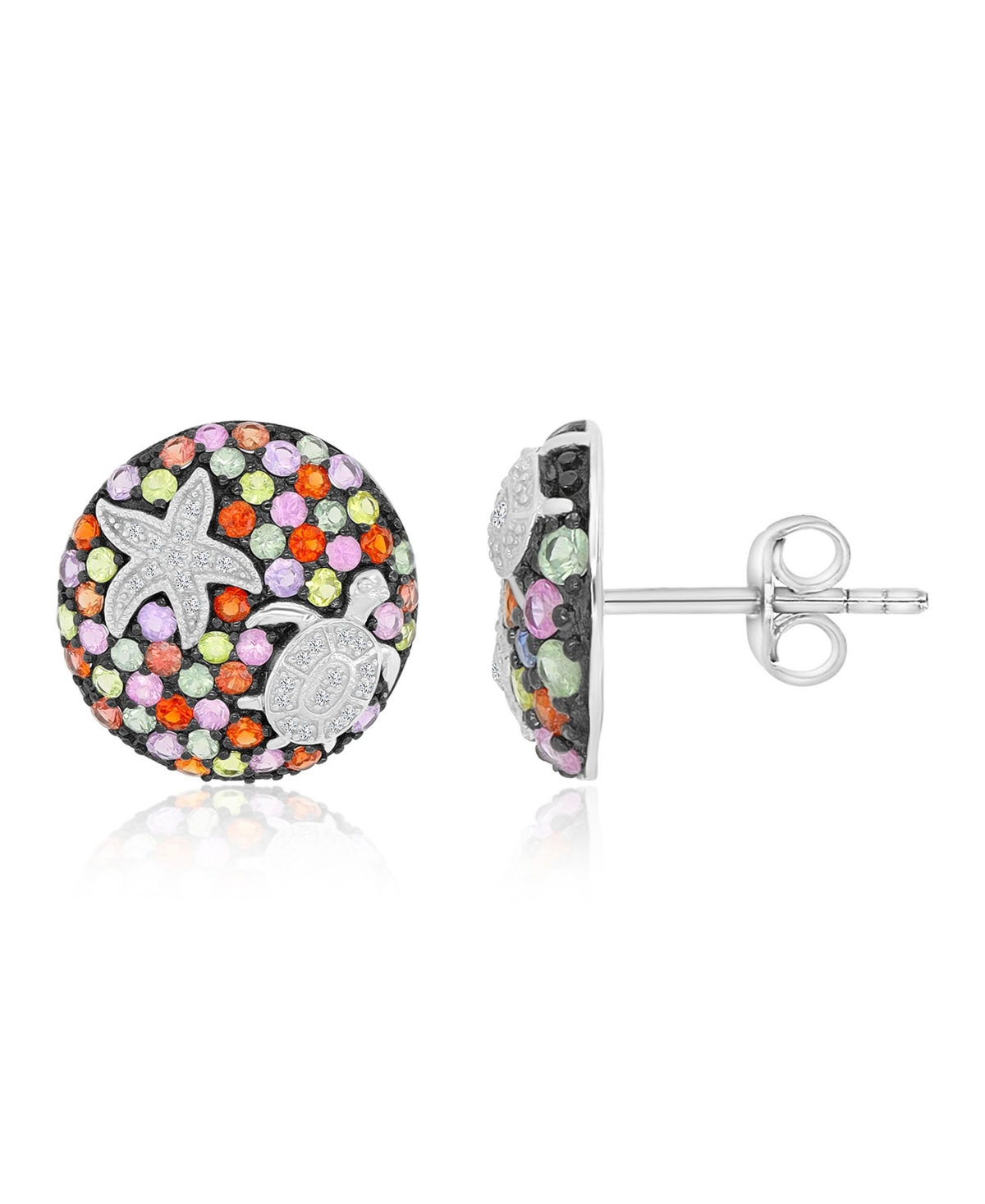 Macy's Created Multi-Stone Starfish Stud Earrings in Rhodium Over Sterling Silver