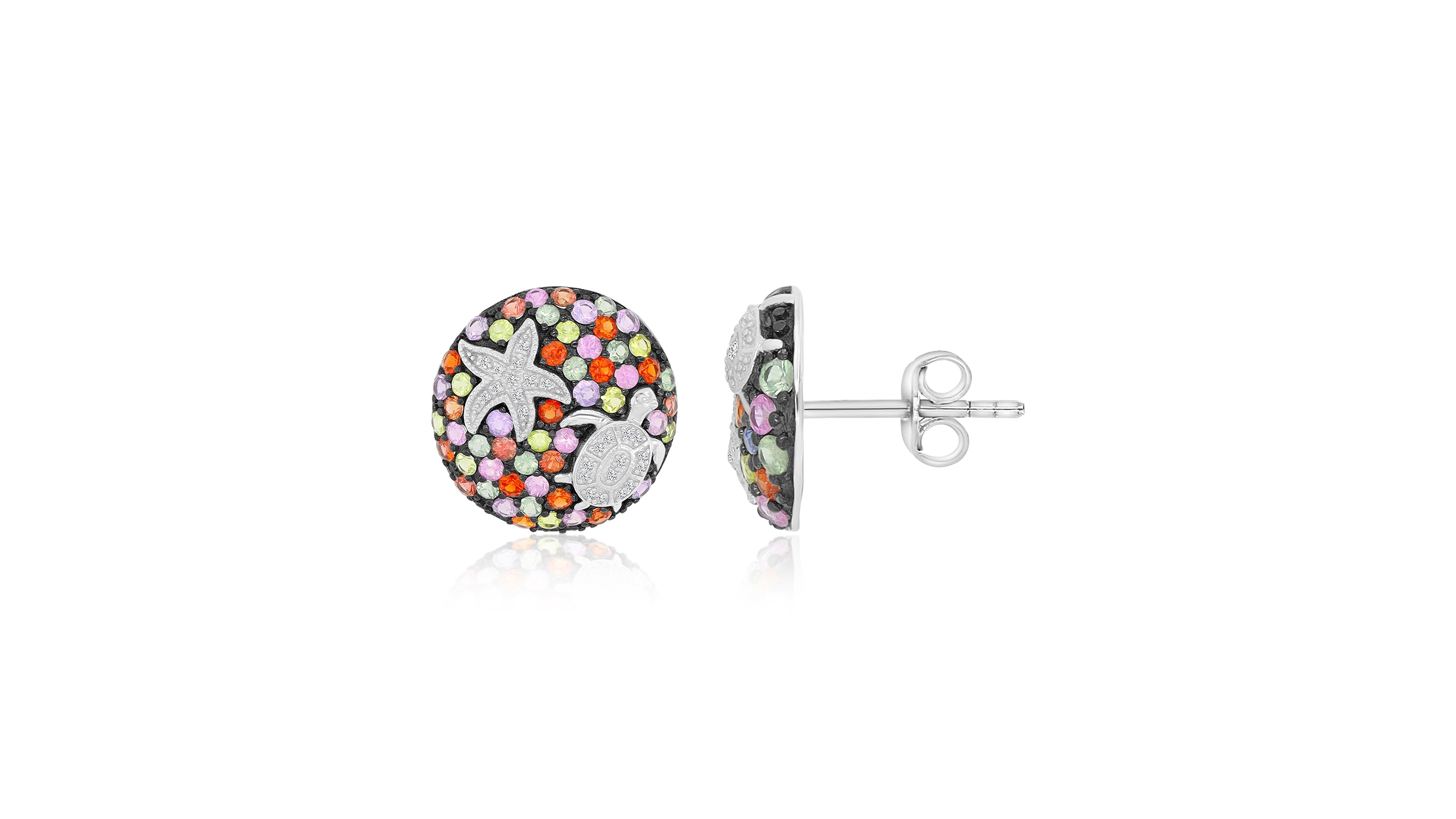 Macy's Created Multi-Stone Starfish Stud Earrings in Rhodium Over Sterling Silver