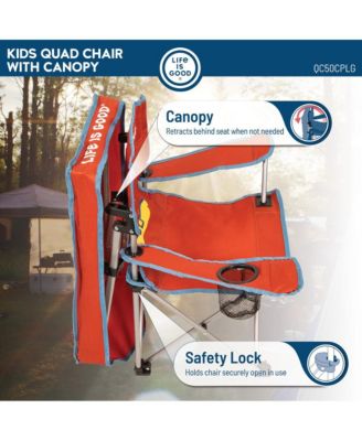 Max Shade Quad Folding Camp Chair With Tilt Uv Sun Protection Canopy Orange