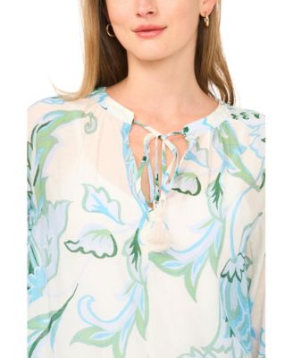 Women's Long-Sleeve Oversized Tie-Front Top