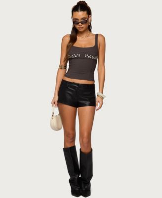 Women's Melaney Faux Leather Micro Shorts