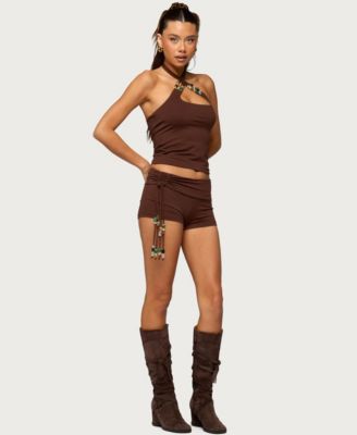 Women's Thia Ruched Bead Foldover Shorts