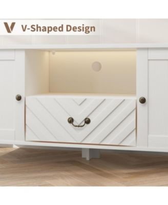 Entertainment Center for 65 Inch Tv, TV Stand with Led Lights for Living Room, TV Console Table with 2 Storage and 1 Drawer, Television Stands