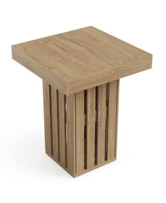 31.5" Square Oak Counter Height Table, Rustic Railing Leg Design Bar Table