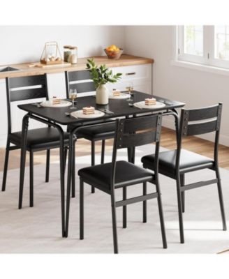 Dining Table Set for 4, Small Square Table and Chairs, 5 Piece Kitchen and Dining Set for Compact Spaces