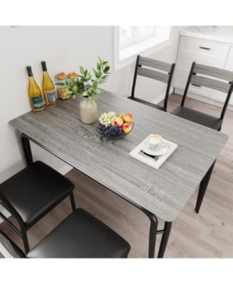 Dining Table Set for 4, Small Square Table and Chairs, 5 Piece Kitchen and Dining Set for Compact Spaces