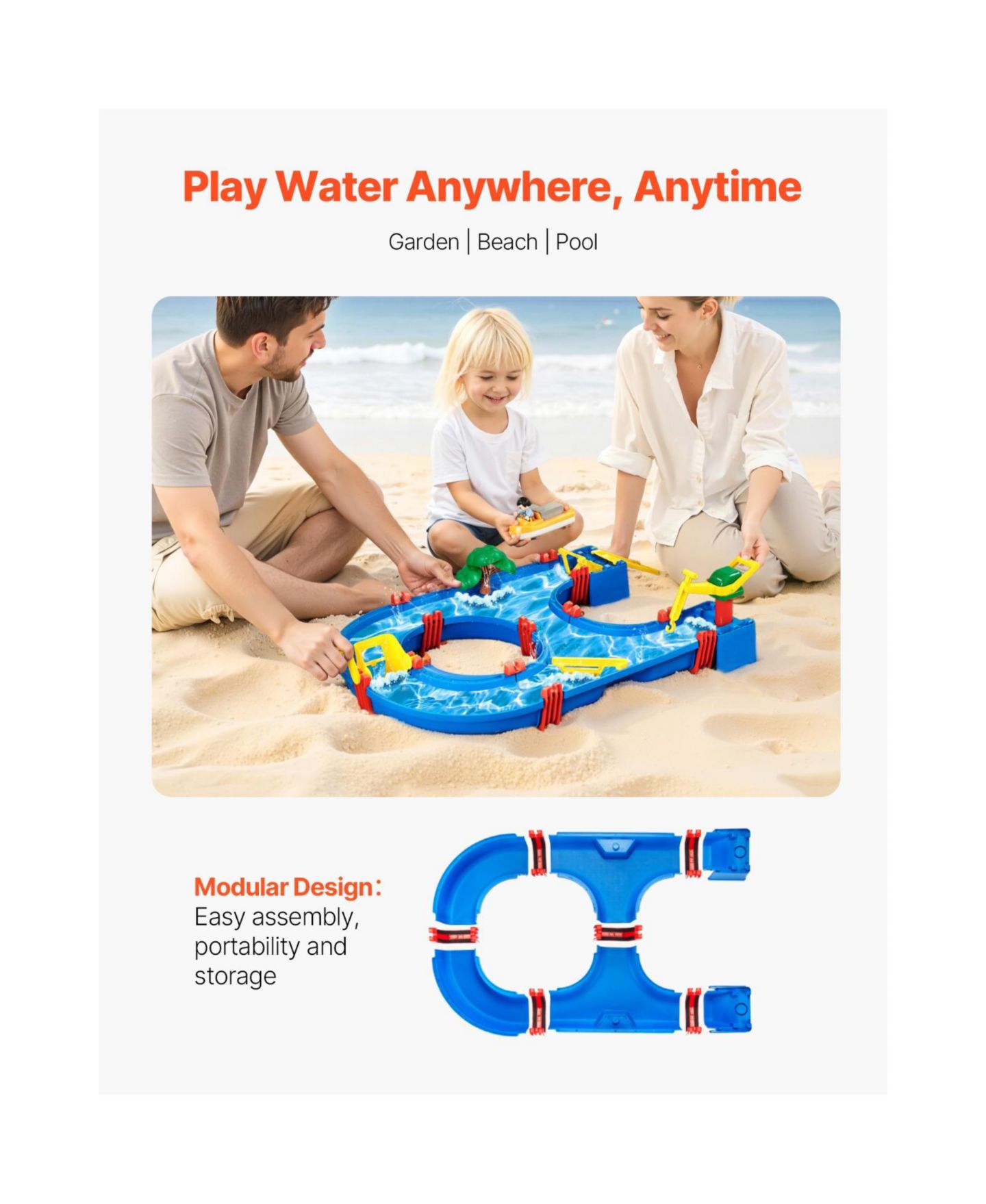 Детский игровой набор Slickblue Kids Waterway Playset with 39 Accessories for Outdoor Fun, цвет: Синий — фото 4