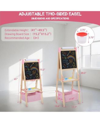 3 in 1 Kids Art Easel Set, Dual-Sided Art Station w/Whiteboard & Chalkboard