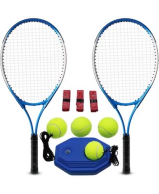 Tennis Racket Set for Adults 2 Players Includes 27 Inch Racquets 4 Tennis Balls Solo Trainer 3 Overgrips and Portable Bag