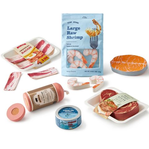 Детские игрушки Tiny Land Meat & Seafood 6-Piece Cuttable Play Food Set, Ages 2+