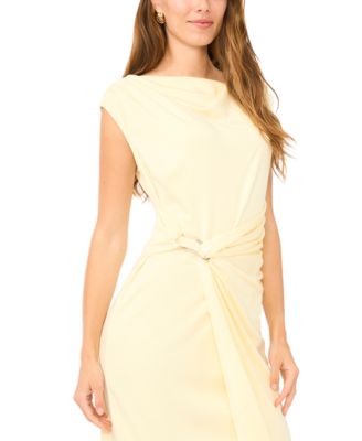 Women's Sleeveless Boat-Neck Pont&eacute;-Knot Wrap Midi Dress