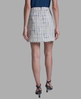 Women's Button-Front Tweed Mini Skirt