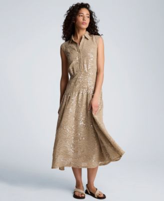 Women's Curved Yoke Collared Dress