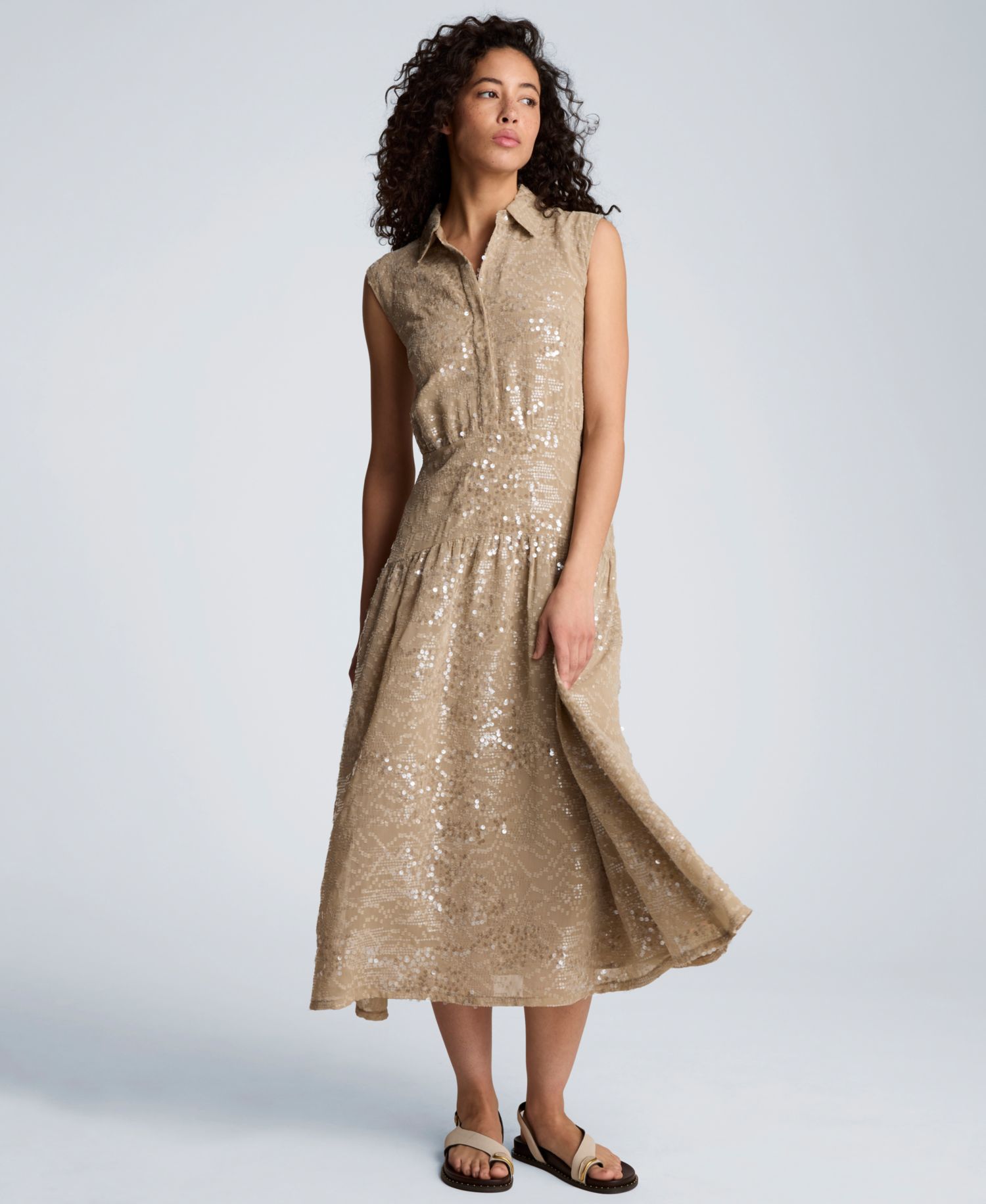 Women's Curved Yoke Collared Dress