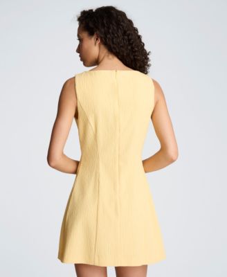 Women's Boat Neck Button Front Sheath Short Dress